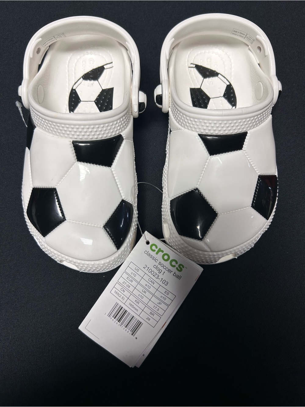 CROCS Classic Soccer Ball Clogs Kids Toddler Size C10 White Black